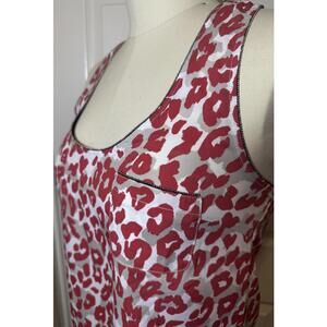 Y2K Accuracy Red/White Leopard Print Racerback Zipper Trim Sleeveless Tank Top S